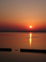琵琶湖の朝日s